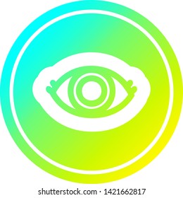 staring eye circular icon with cool gradient finish
