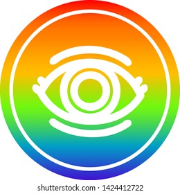 staring eye circular icon with rainbow gradient finish