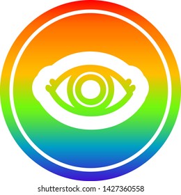 staring eye circular icon with rainbow gradient finish
