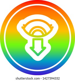 staring eye circular icon with rainbow gradient finish