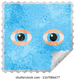 staring eyes graphic square sticker stamp