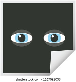 staring eyes graphic vector illustration square sticker