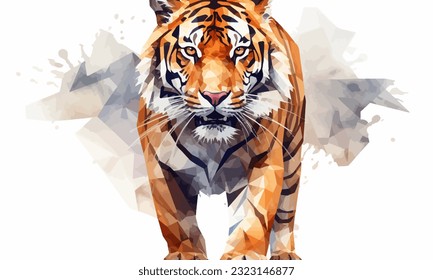 Staring into the Wild: A Watercolor Portrait of a Low-Poly Tiger