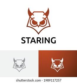 Staring Owl Eyes Focus Line Abstract Logo