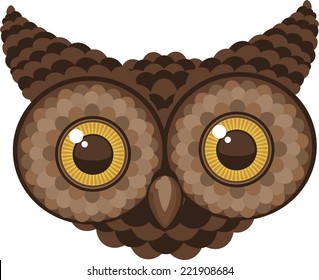 Staring Owl Head vector illustration.