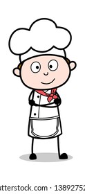 Staring and Smiling - Cartoon Waiter Male Chef Vector Illustration﻿