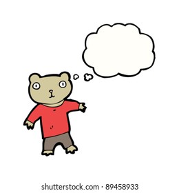 staring teddy bear cartoon with thought bubble