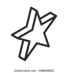 Star,isometric, linear icon. Editable stroke