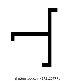 Una forma geométrica abstracta negra con ángulos agudos se centra en un fondo blanco puro.