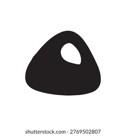 A stark black abstract shape with a smooth asymmetrical form and an off-center oval cutout presented on a clean white background Perfect for modern design