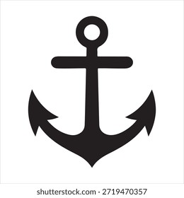 A stark black anchor icon representing seafaring, stability and a connection to the ocean.