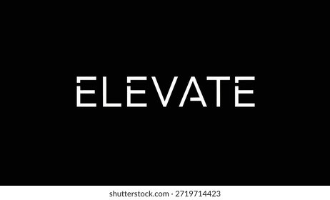 A stark black background is contrasted by the word "ELEVATE" rendered in bold, minimalist white lettering. This striking typographic design evokes a