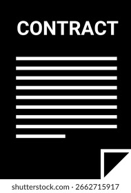 Ein schwarzer Hintergrund mit einem weißen Dokument mit dem Titel "CONTRACT", das die Bedeutung rechtlicher Vereinbarungen betont.