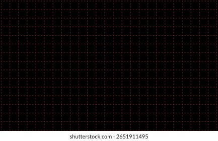 Um plano de fundo preto é sobreposto por uma grade precisa de linhas vermelhas tracejadas, formando segmentos verticais e horizontais que criam um padrão de pequenos quadrados