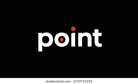 Auf einem schwarzen Hintergrund wird das weiße Wort "point" durch einen roten Punkt ersetzt, der das "o" und einen weiteren Punkt darüber ersetzt.