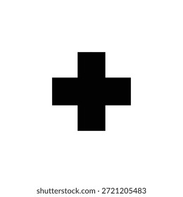 Una cruz negra se centra en un fondo blanco limpio.