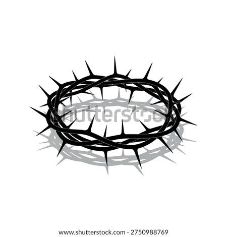 A stark black crown of thorns casting a shadow, representing the crucifixion of Jesus Christ and the pain endured.