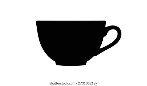 A stark black cup presented as a clean silhouette, showcasing a distinctive, bold style.