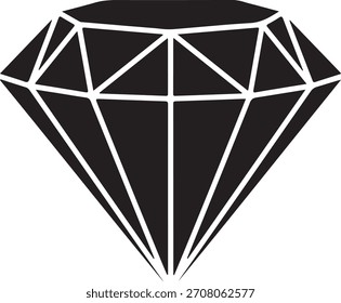 Eine krasse schwarze Diamantgrafik, präsentiert als saubere und minimalistische Vektorgrafik.