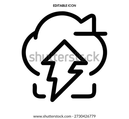 A stark black line icon representing a house struck by a lightning bolt, suggesting power or hazard.