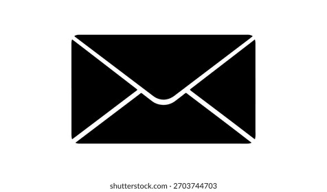 Una silueta negra de un sobre cerrado con un contorno blanco, que representa la comunicación y el correo.