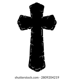 A stark black silhouette of a cross symbolizing faith and spirituality, set against a plain background, emphasizing its shape and significance.