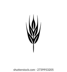 A stark black silhouette depicts a single wheat stalk, emphasizing its elegant, natural form.