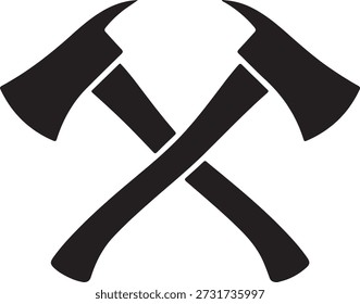 A stark black silhouette featuring two crossed axes representing power and utility.