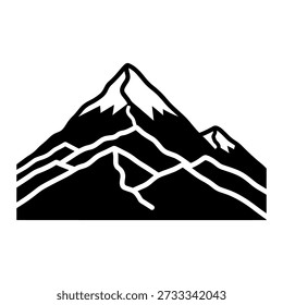 A stark, black silhouette of a mountain range offers a visually striking representation of natural forms.