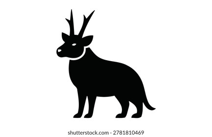 A stark black silhouette of a roe deer stands in profile, offering a clean, modern aesthetic suitable for branding, nature-themed designs, or educational materials.