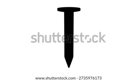 A stark black silhouette of a thumbtack, notable for its clean, precise silhouette style.