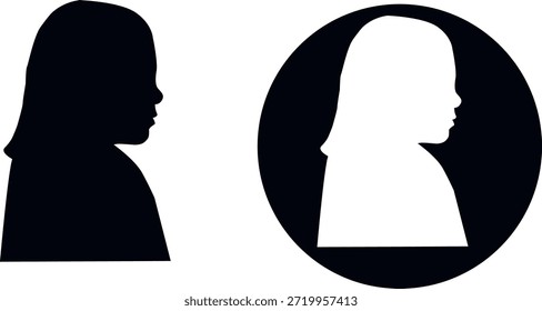 A stark black silhouette and a white silhouette within an oval frame, showcasing profile portraits.