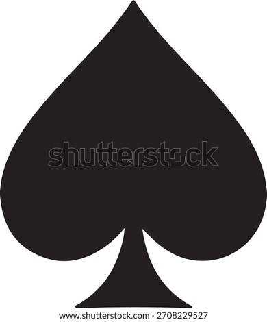 A stark, black spade shape stands out against the entirely white background.