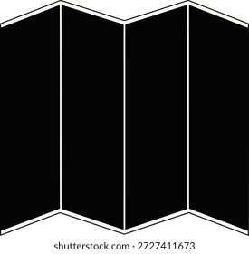 Una superficie de color negro oscuro se divide por delgadas líneas crema en múltiples paneles de Vertical dispuestos en zigzag o patrón de pantalla plegable.