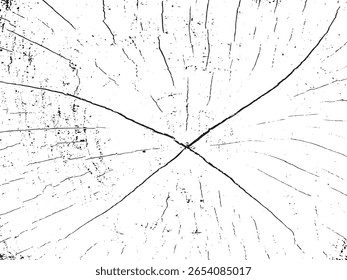 Um fundo abstrato preto e branco com uma textura angustiada com linhas proeminentes de interseção e manchas dispersas, apresentado em um estilo silhueta.