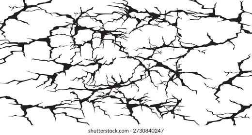 Un patrón abstracto blanco y negro marcado que se asemeja a la tierra agrietada o al barro seco.