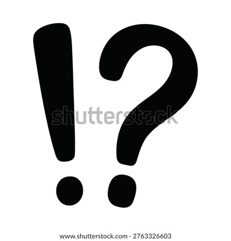 A stark black and white image displaying an exclamation point and a question mark side by side