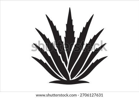 A stark black and white image showcasing the distinct shape of an aloe vera plant.