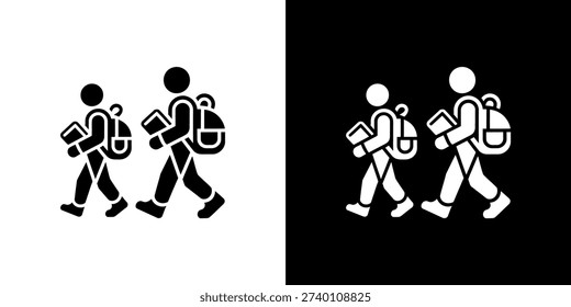 A stark black and white image showing two students walking with backpacks, symbolizing education.