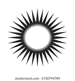 Un diseño de explosión de sol circular con numerosos picos radiales negros afilados