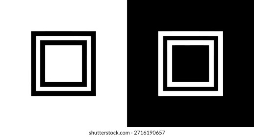 Un marcado contraste anidado cuadrados sobre un fondo dividido en blanco y negro