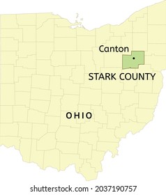 Stark County and city of Canton location on Ohio state map