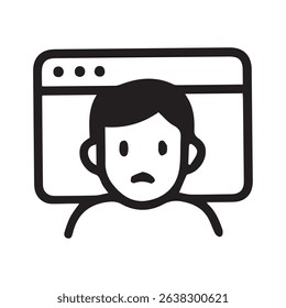 A stark depiction of online unease, highlighting digital anxiety and the feeling of being trapped on screen reflecting modern mental health challenges.