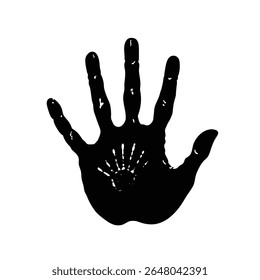 Stark Graphic Black Handprint with Inner Child Handprint Illustration - Family, Protection, Care, Unity Symbol Vector