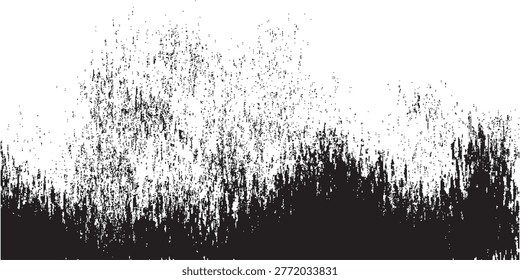 A stark, high-contrast abstract image featuring a dense, textured silhouette of trees against a bright, almost white sky.