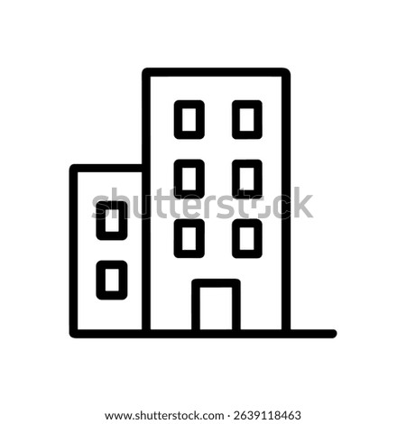 Stark line drawing of office building. Icon symbol illustration