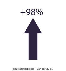 A stark, minimalist graphic dominates the composition, conveying a sense of significant growth. A bold, upward-pointing arrow, rendered in a deep indigo hue, commands the center of the frame. 