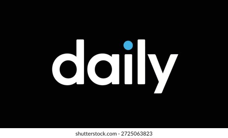 A stark and modern logo featuring the word 'daily' in bold white lettering against a deep black background. A small, vibrant blue dot punctuates the