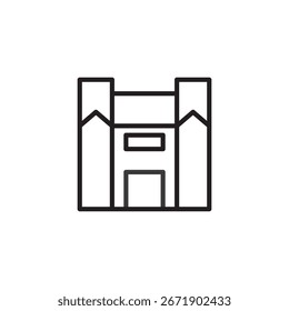 Una ilustración monocromática de un edificio que enfatiza las líneas estructurales y la forma geométrica evoca sentimientos de permanencia y solidez, adecuados para diseños que desean una mezcla de minimalismo