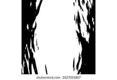 A stark monochrome depiction of light and shadow through trees